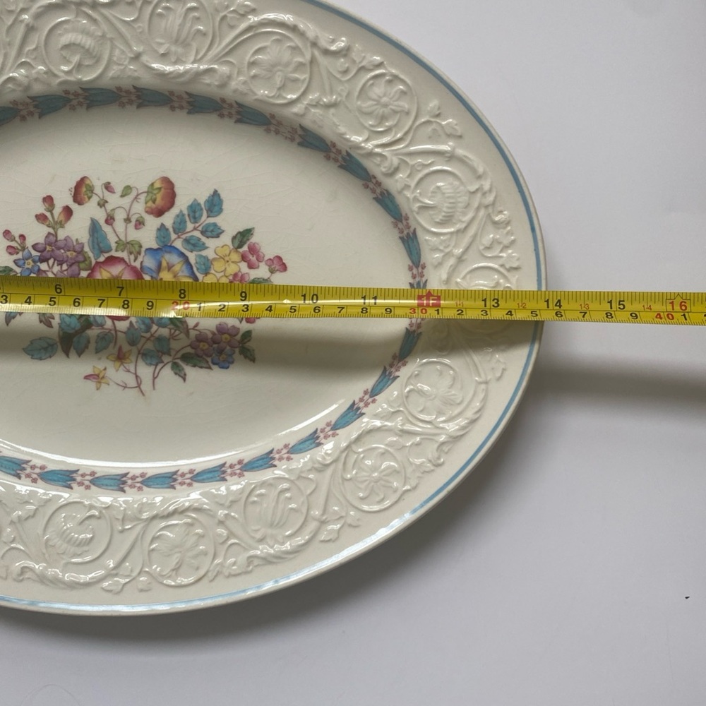 Vintage Wedgwood Patrician Oval Serving Morning Glory Large Platter 14” - Picture 8 of 10